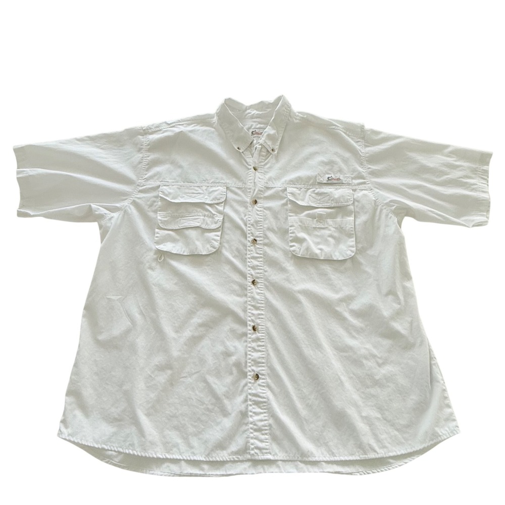 World Wide Sportsman Fishing Shirt Mens 3XL White Vented Cotton Short Sleeve